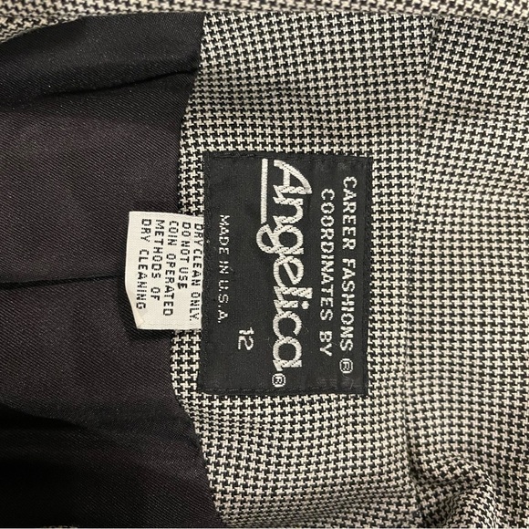 Vtg Angelica Midi Blazer Size 12 Black White Double Breasted USA Old - Picture 4 of 10